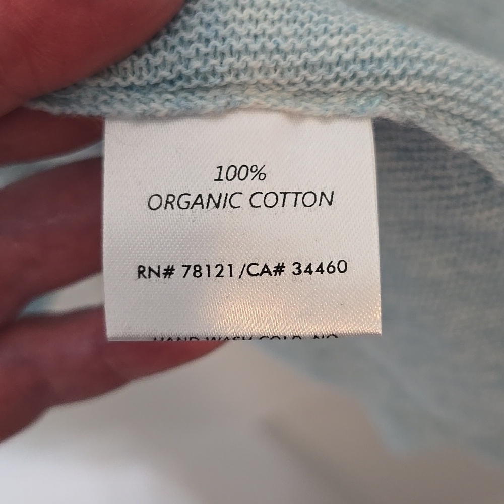 Eileen FISHER 100% ORGANIC COTTON Light Blue Open Front Sweater CARDIGAN MEDIUM - Picture 4 of 5